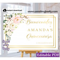 Quinceañera welcome sign,Quinceañera bienvenidos sign,(130)